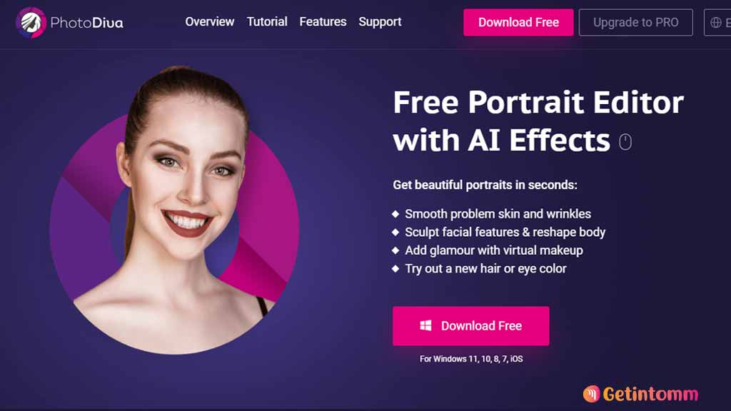 PhotoDiva Pro Download (Latest 2025) 1 PhotoDiva interface showing AI portrait retouch