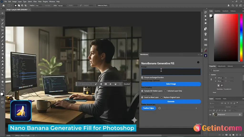 Nano Banana Generative Fill Photoshop Plugin v2.3.0 | AI ဖြင့် ဓာတ်ပုံပြင်ဆင်ခြင်း 2 Before and After Nano Banana Photoshop Plugin